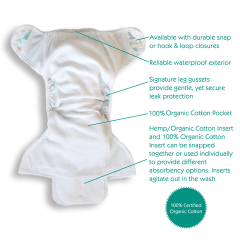 Thirsties NATURAL One-Size Pocket Diaper - SNAP