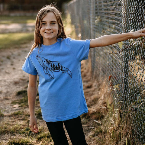 West Coast Karma Kids Tee - Blue Vancouver Island Humpback