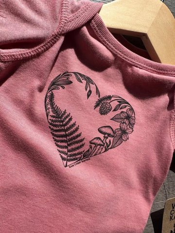 West Coast Karma Baby Onesie - Mauve Heart Creation