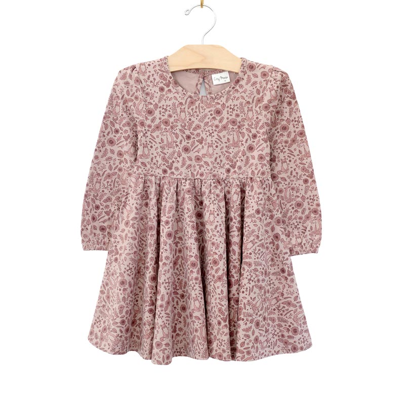 City Mouse Twirl Dress - Fox Floral Dusty Rose (Size 3y) *CLEARANCE*