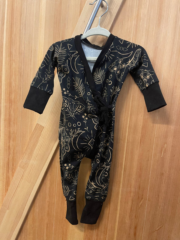 Gro by Zo Wrap Romper - Black Moths *CLEARANCE*