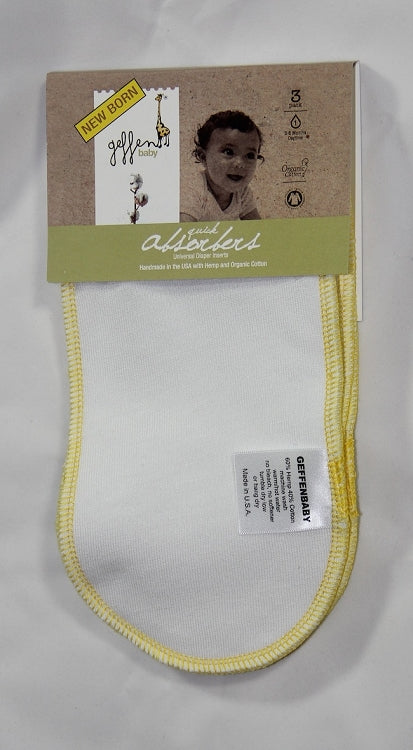 Geffen Baby Newborn Quick Absorbers 3-Pack (Yellow Trim)