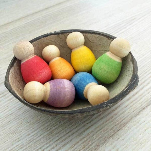 *Grapat Wood Coloured Baby Nins (6 Pieces) with Coconut Shell