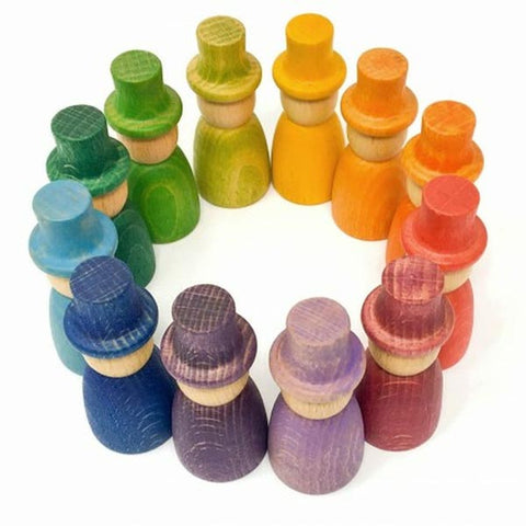 *Grapat Wood Coloured Wizard Nins With Hats (12 Pieces)