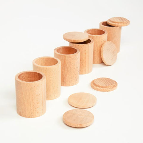 *Grapat Wood Natural Cups with Cover (Set of 6)