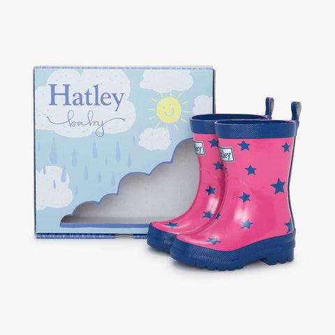 Hatley Baby Shiny Rainboots - Glitter Stars (Size 4)