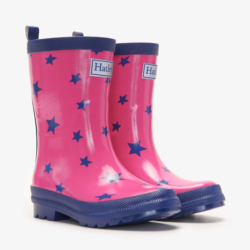 Hatley Shiny Rainboots with Matching Socks - Glitter Stars