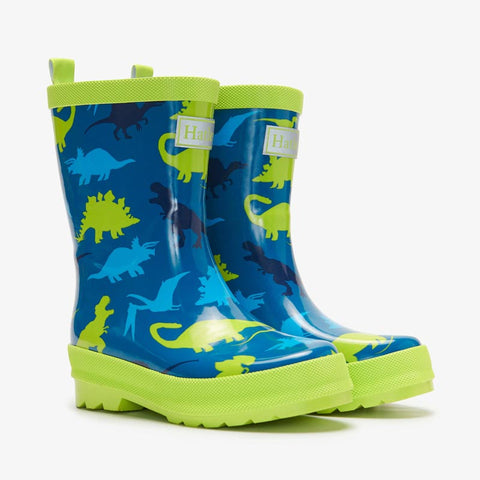 Hatley Shiny Rainboots with Matching Socks - Real Dinosaurs (Size 8)