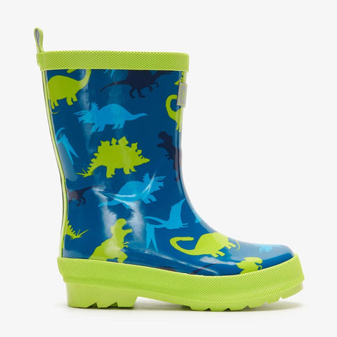 Hatley Shiny Rainboots with Matching Socks - Real Dinosaurs (Size 8)