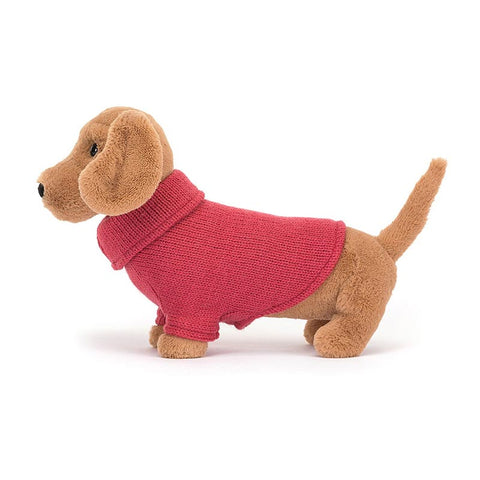 *Jellycat Sweater Sausage Dog Pink - 7"