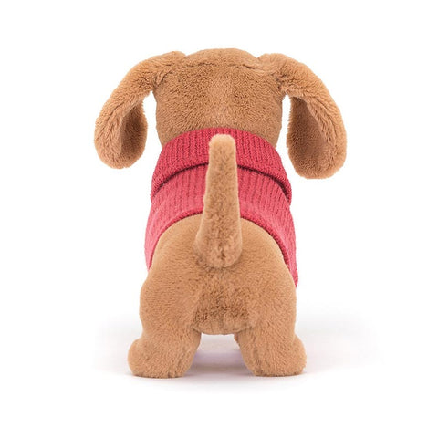 *Jellycat Sweater Sausage Dog Pink - 7"