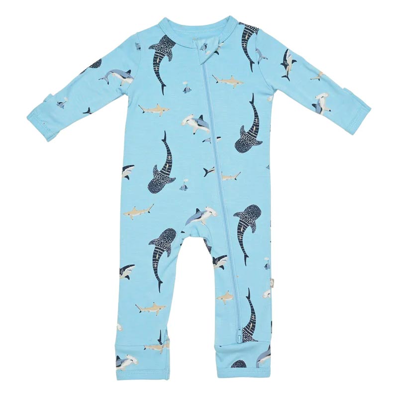 Kyte Baby Zippered Romper - Stream Shark