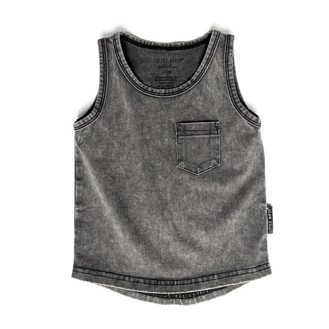 Little Bipsy Acid Wash Tank - Black (Size 3-6m) *CLEARANCE*