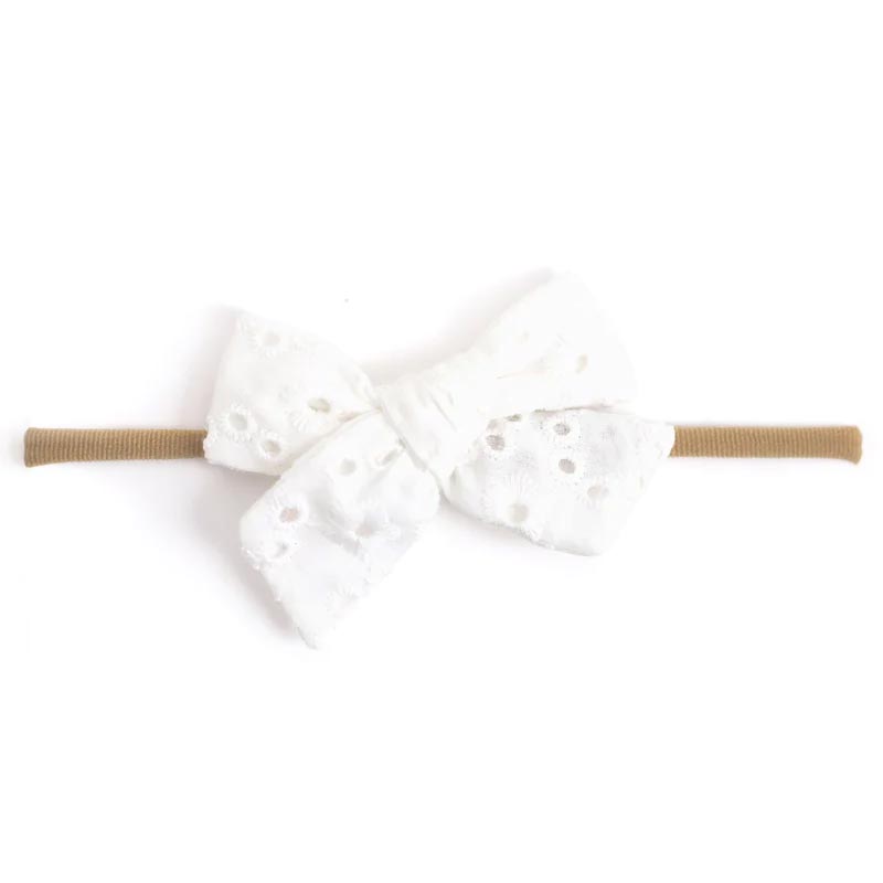 *Little Stocking Co. Baby Bow - White Eyelet