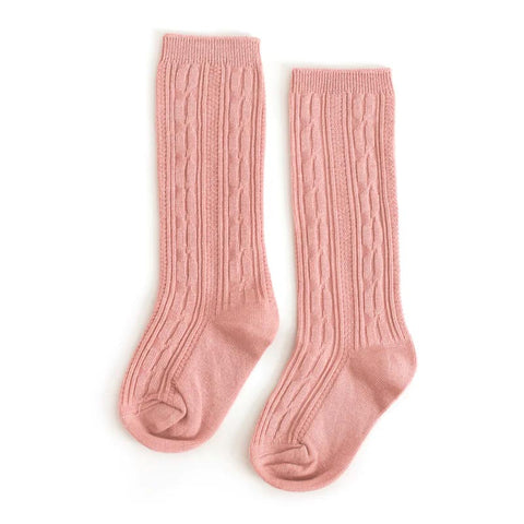 Little Stocking Co. Cable Knit Knee High Socks - Blush