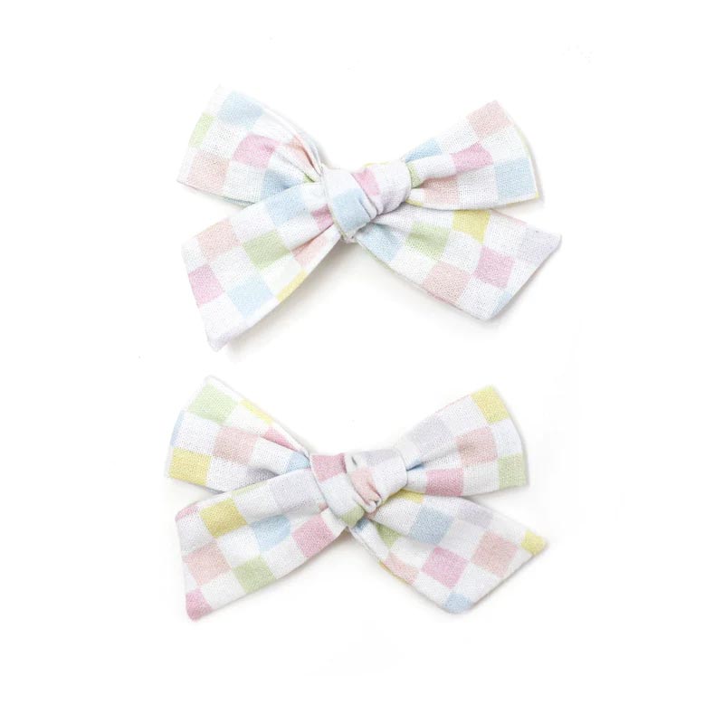 *Little Stocking Co. Checkered Pastel School Girl Piggie Bows