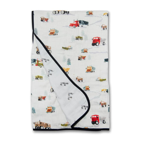 Loulou Lollipop Luxe Muslin Quilt Blanket - Happy Trucks