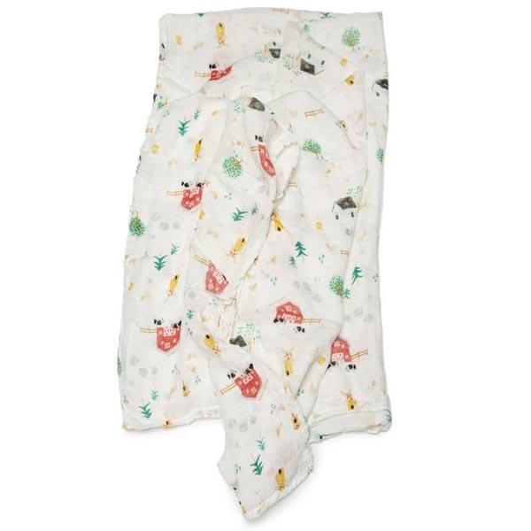 Loulou Lollipop  Luxe Muslin Swaddle  - Farm Animals