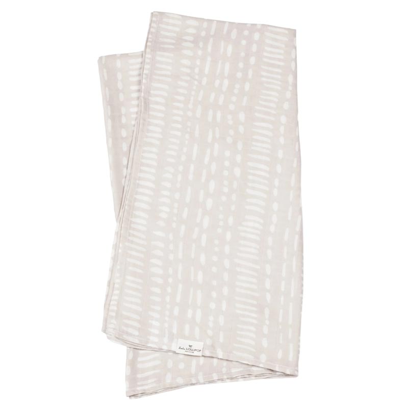 Loulou Lollipop Luxe Muslin Swaddle - Grey Mudcloth