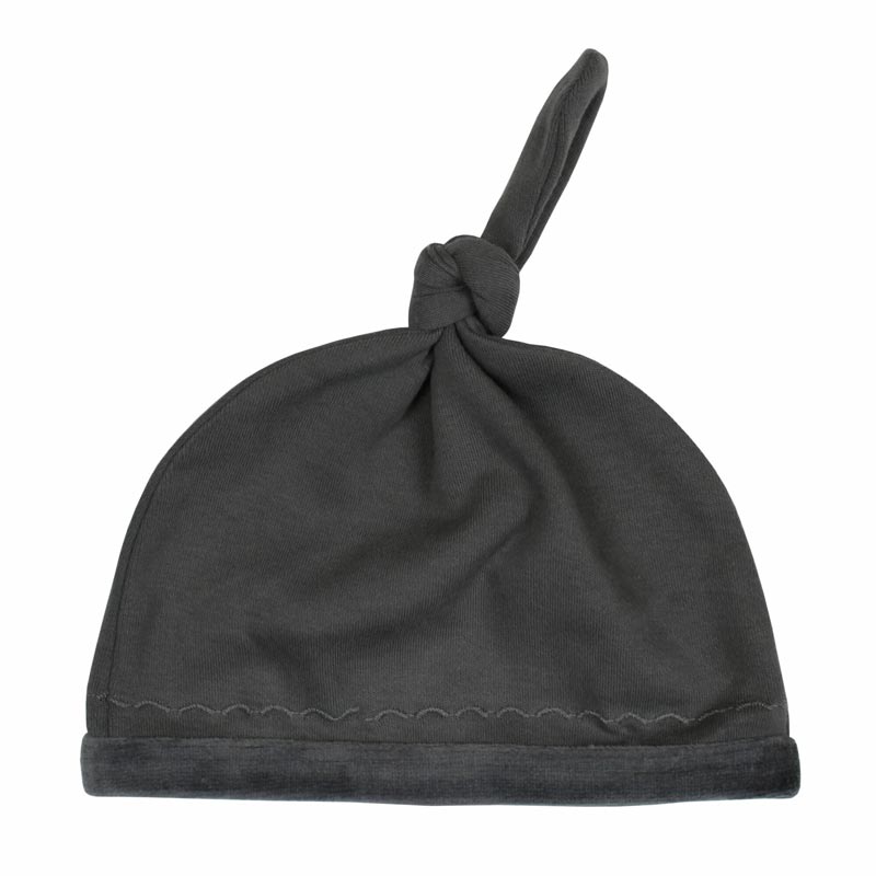 L'ovedbaby Velveteen Top Knot Hat - Grey *CLEARANCE*