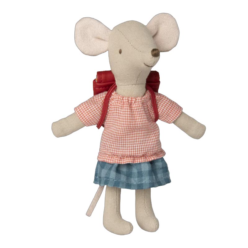 *Maileg Big Sister Tricycle Mouse with Red Backpack