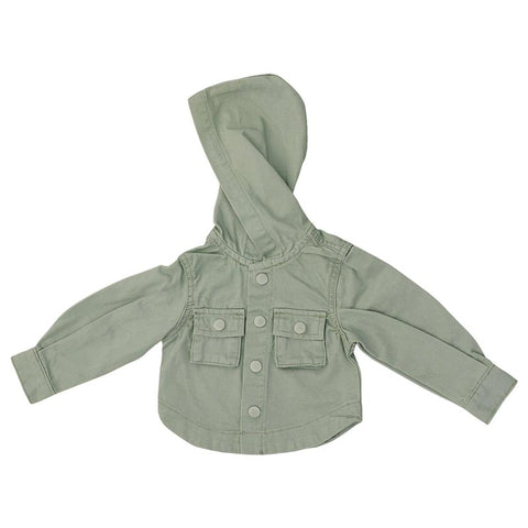 Mebie Baby Canvas Hooded Jacket - Sage (Size 3-6m) *CLEARANCE*