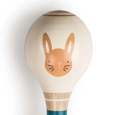 *Mary Meyer Leika Wooden Rattle - Raccoon & Bunny - 6"