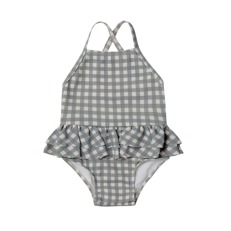 Quincy Mae Ruffle One Piece Swimsuit - Sea Green Gingham *CLEARANCE*