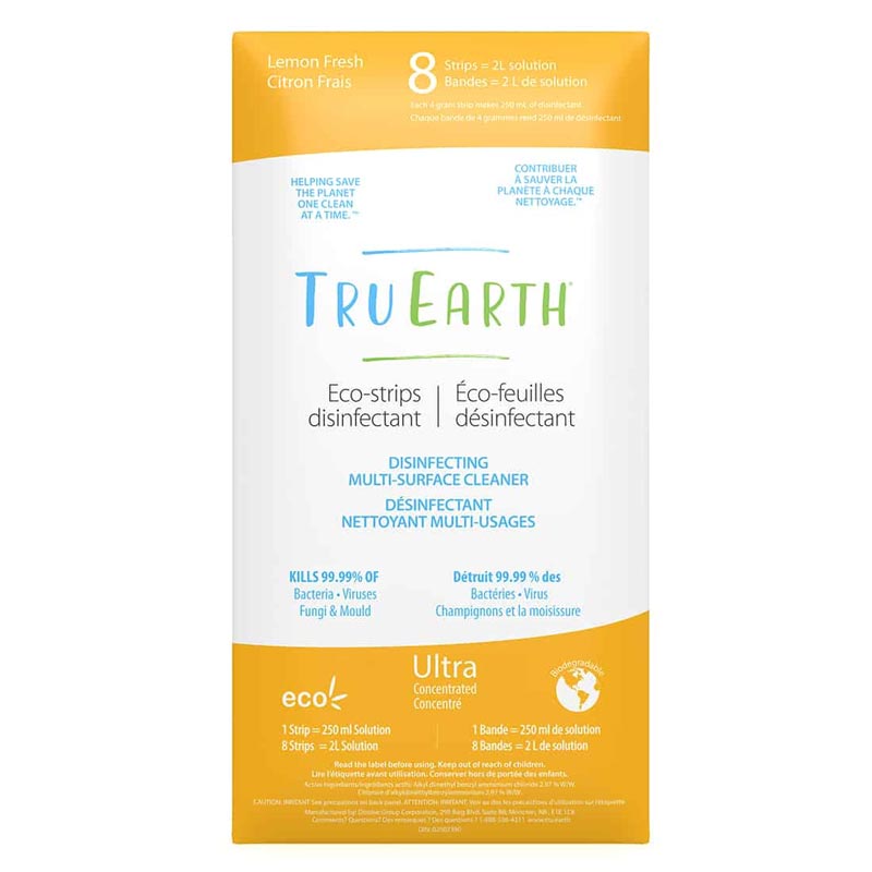 *Tru Earth Eco-strips Disinfecting Multi-Surface Cleaner (Lemon Fresh) - 8 Strips