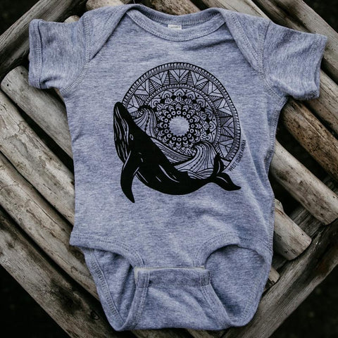 West Coast Karma Baby Onesie - Grey Whale Mandala